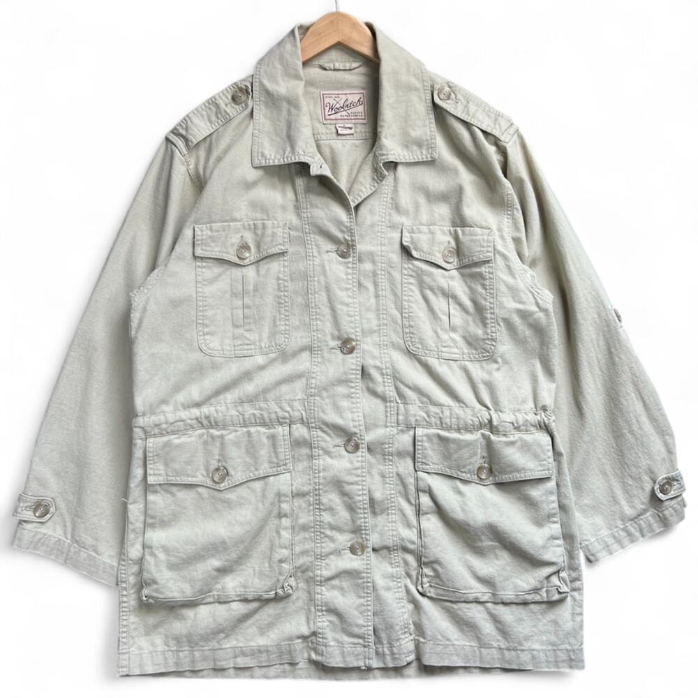Woolrich Linen Cotton Blend Field Chore Jacket Button Up Utility 5200 Women’s XL